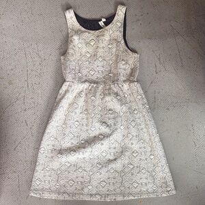 Sleeveless Metallic Silver-White Midi Dress